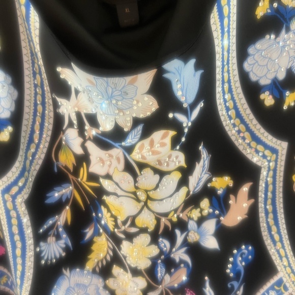 JM Collection Black and Blue Floral Midi Dress - Picture 2 of 3